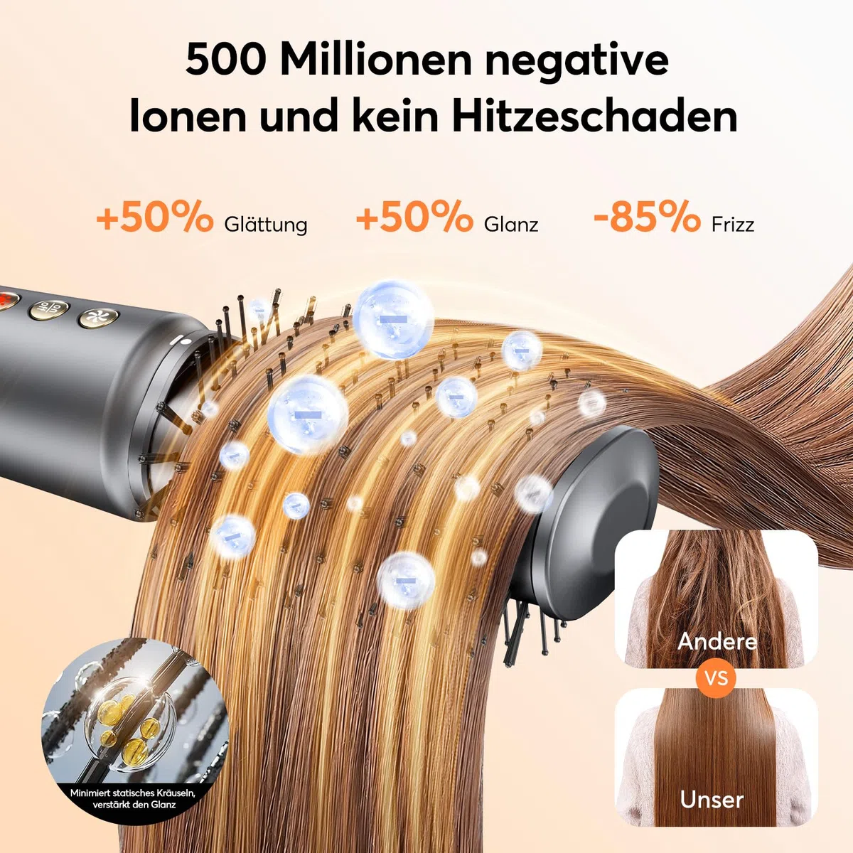 Airstyler 5 in 1 - Bopcal Ionen Föhn 160000 U/Min High-Speed Haartrockner für Schnelltrocknend, Multi Hairstyler mit Automatischer Luft-Lockenstab, Zum Volumisieren und Locken, Geschenk für Frau