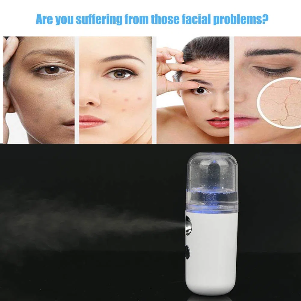 Nano Gesichtsdampfer, 30ml Ultraschall Facial Spray Zerstäubung Nebel Spray Gesicht Feuchtigkeitsspendende Flüssigkeitszufuhr Handliche Maschine USB Aufladung für den Heimgebrauch