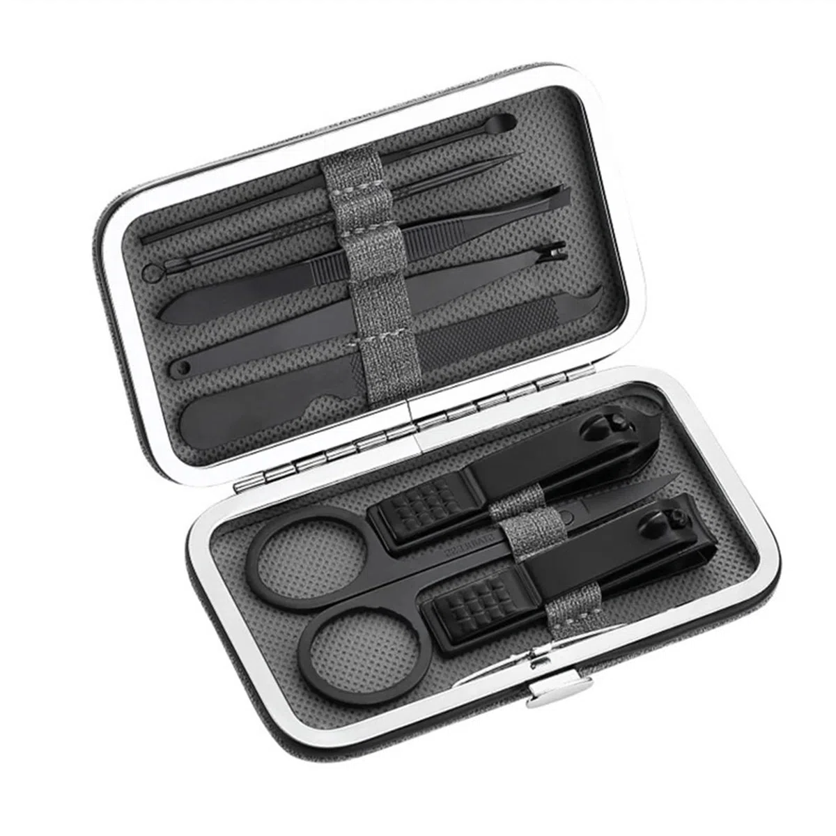 Nagelknipser, 8-teiliges Multifunktions-Ohrlöffel-Nagelknipser aus Edelstahl for den Haushalt, Pediküre-Nagelschere, Körperpflegeset(Black)