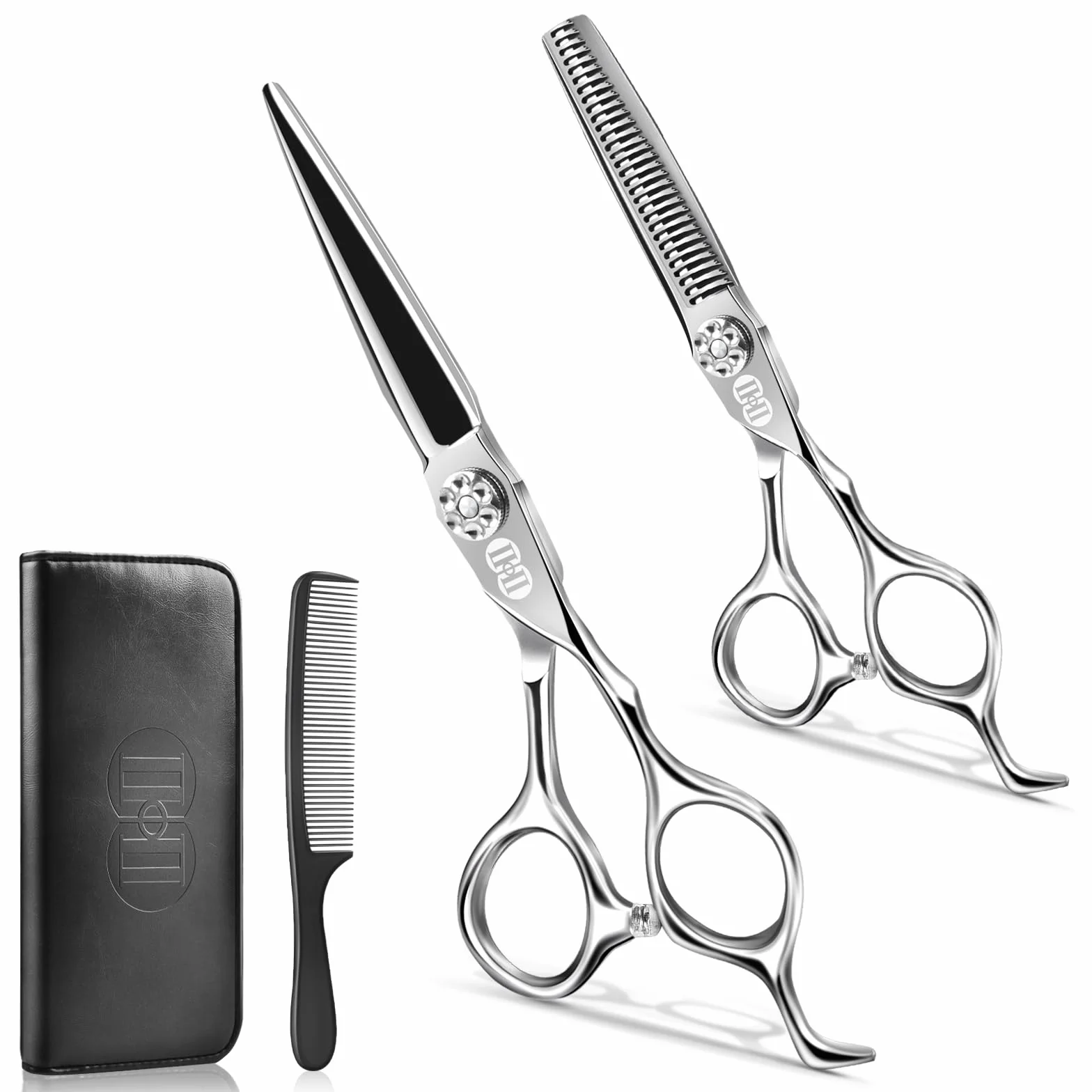 CIICII Friseurschere Profi 440C 6,7 Zoll Haarschere & Effilierschere Set für Haarschnitt Bart Trimmen