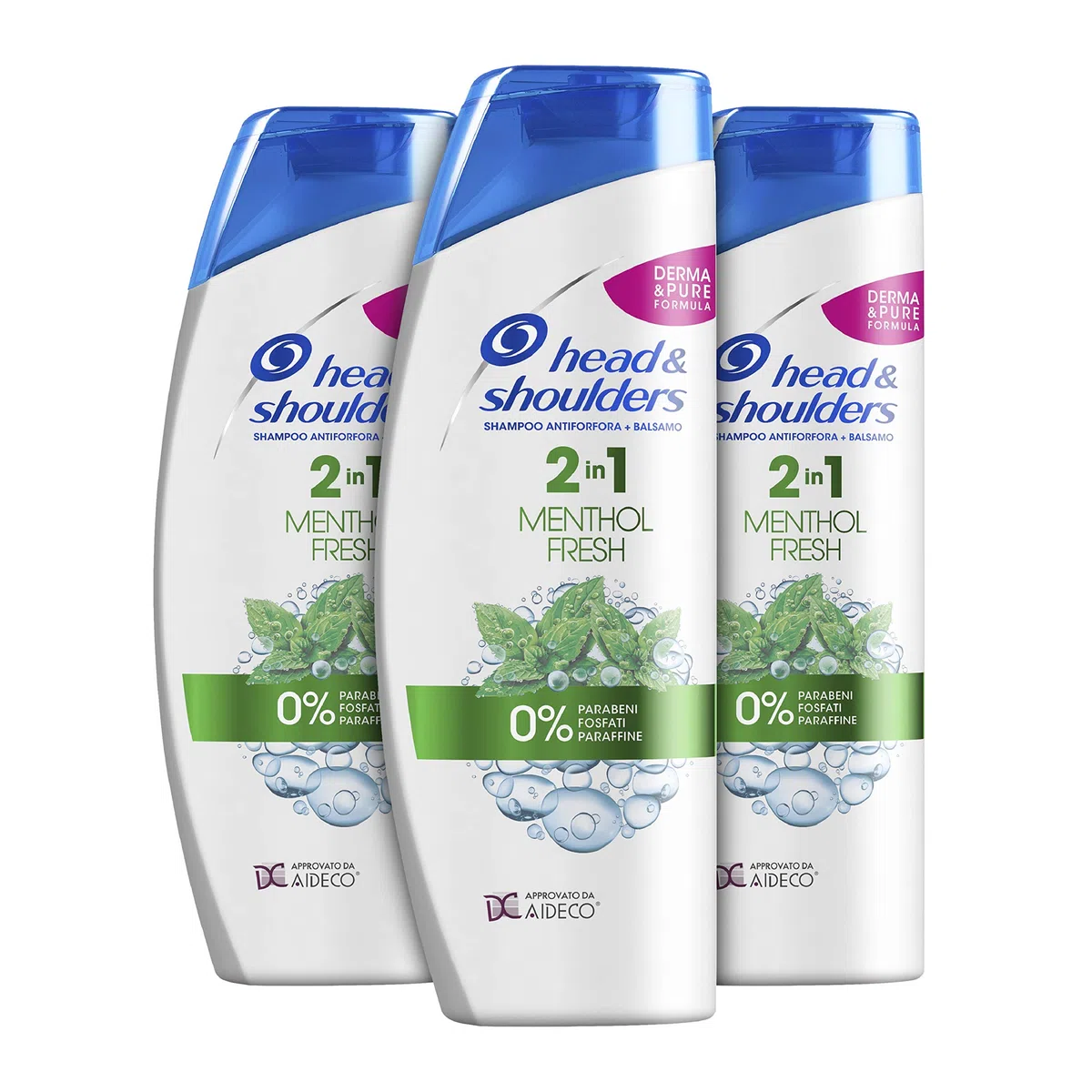 Head & Shoulders Menthol Fresh 2-in-1 Anti-Schuppen Shampoo und Spülung, 3er Pack (3 x 540 ml) für fettiges Haar, Bis zu 72 Stunden Schutz