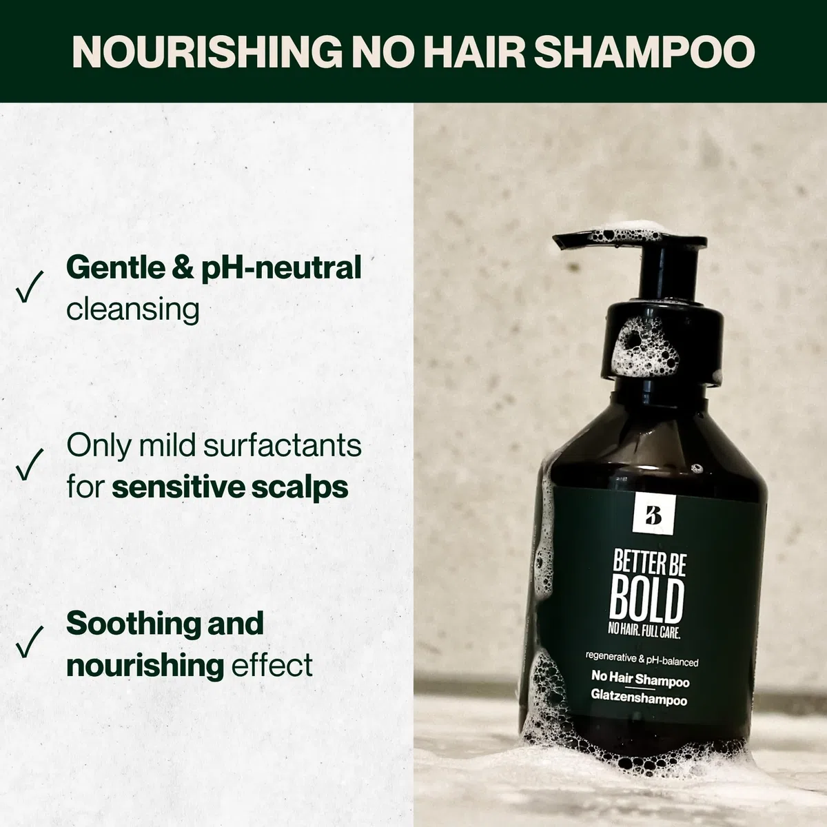 BETTER BE BOLD I "Das Ultimative" Glatzenpflege-Set 2.0 I 5-in-1 Set gegen Glanz, Pigmentflecken & Trockenheit – Mit Glatzencreme, Sonnenschutz LSF 50, Peeling & Shampoo