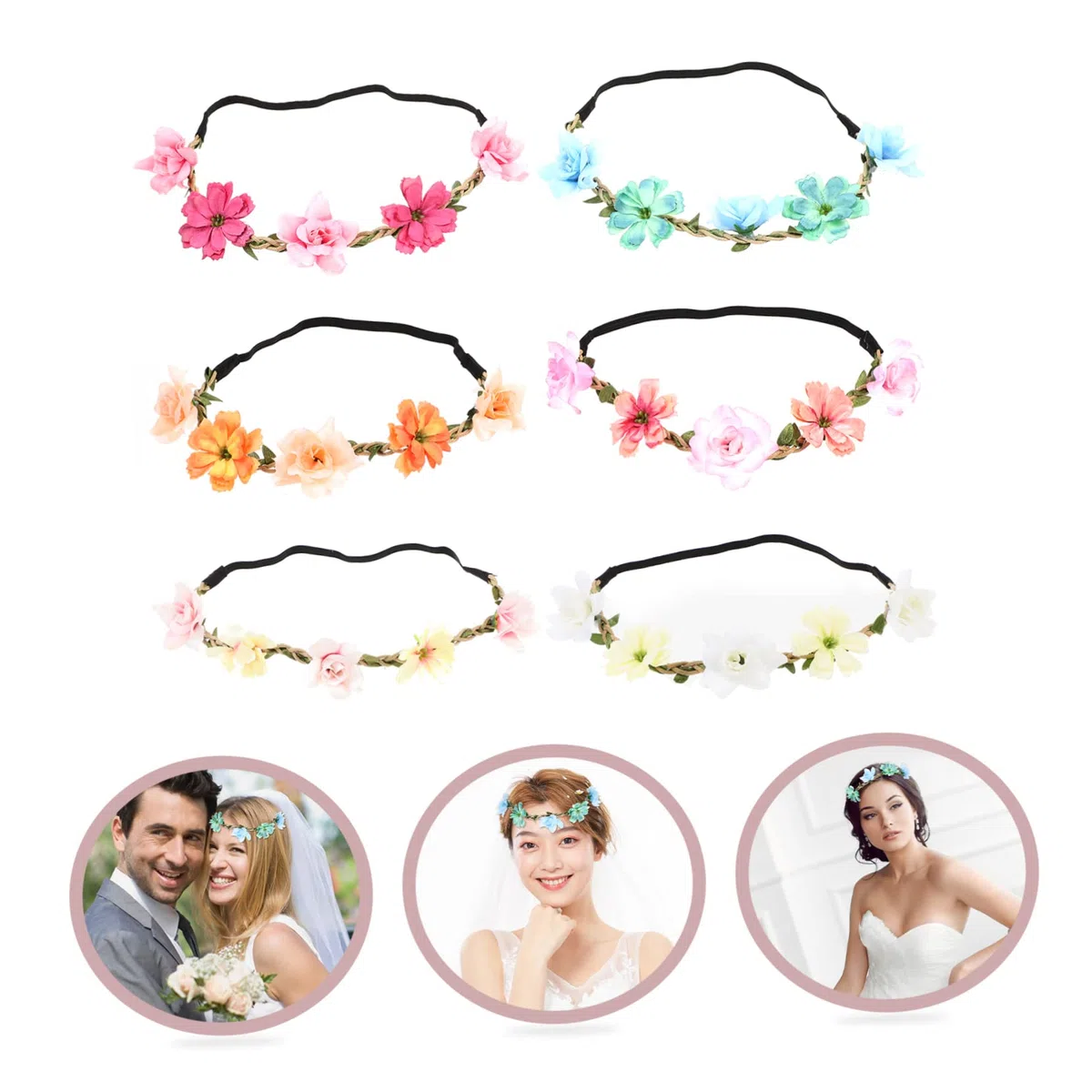 30stücke Teiliges Blumenkranz Haarschmuck Für Hochzeiten Festivals Fotografie Elastisches Und Hautfreundliches Design Mit Realistischen Farben Und Lebensechten Blumen Für Damen