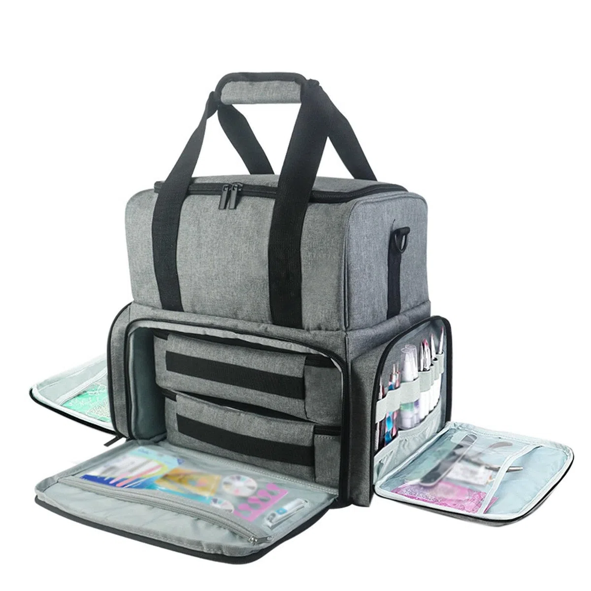 Reise Organizer für Nagellack mit Herausnehmbaren Taschen, GRAU