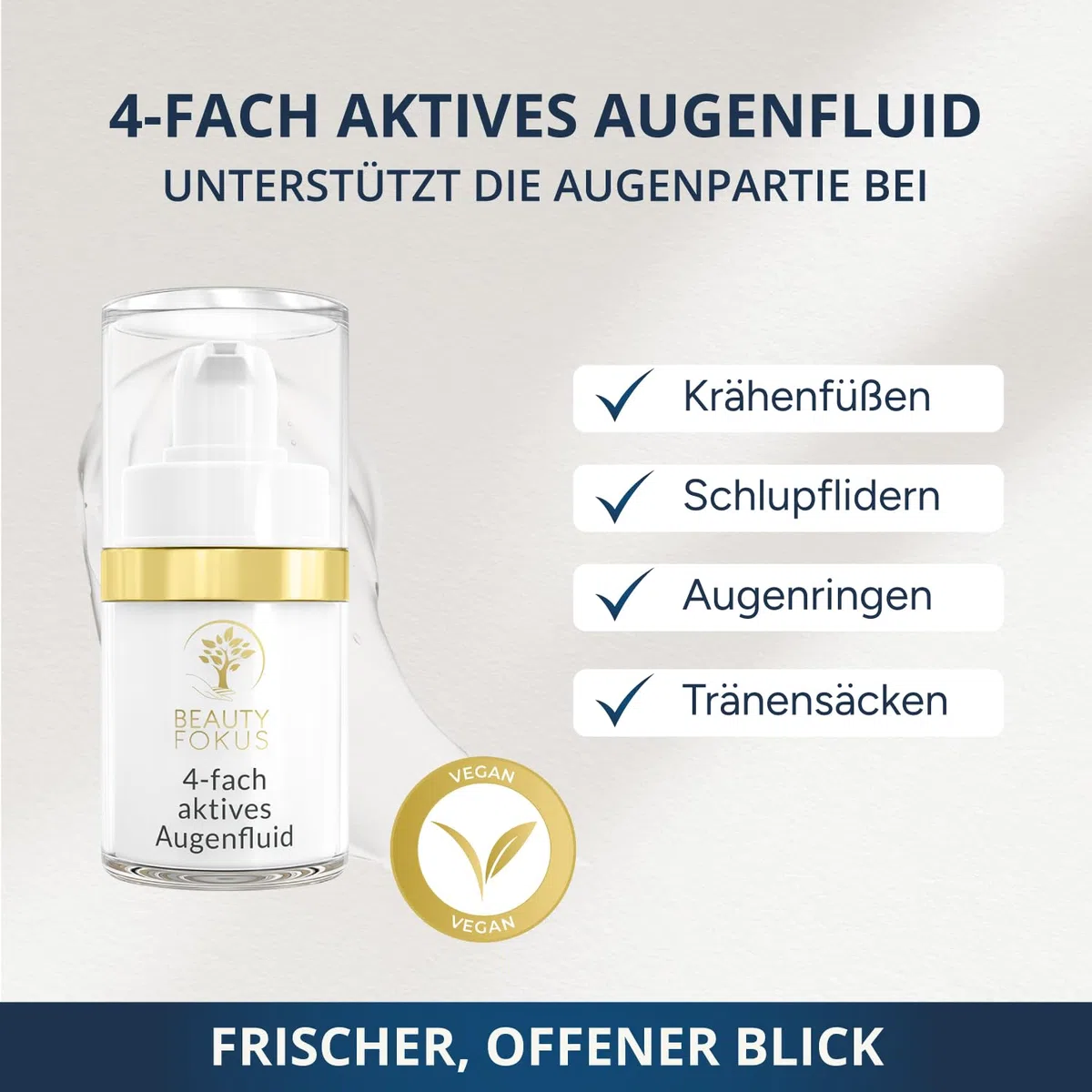 4-fach Augenfluid Augenringe Tränensäcke Hyaluron Koffein 15 ml