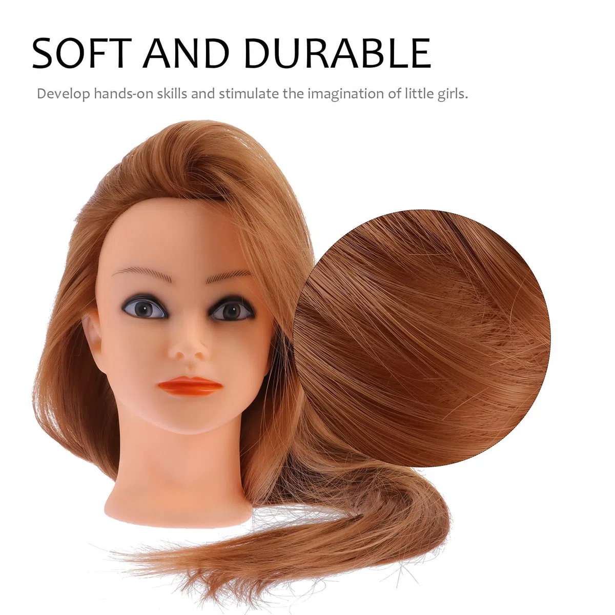 jojofuny Trainingspuppenkopf aus Hochtemperatursilke mit Ständer Haarstyling Model für Frisurentraining und Praktisches Abschlussgeschenk für Schüler