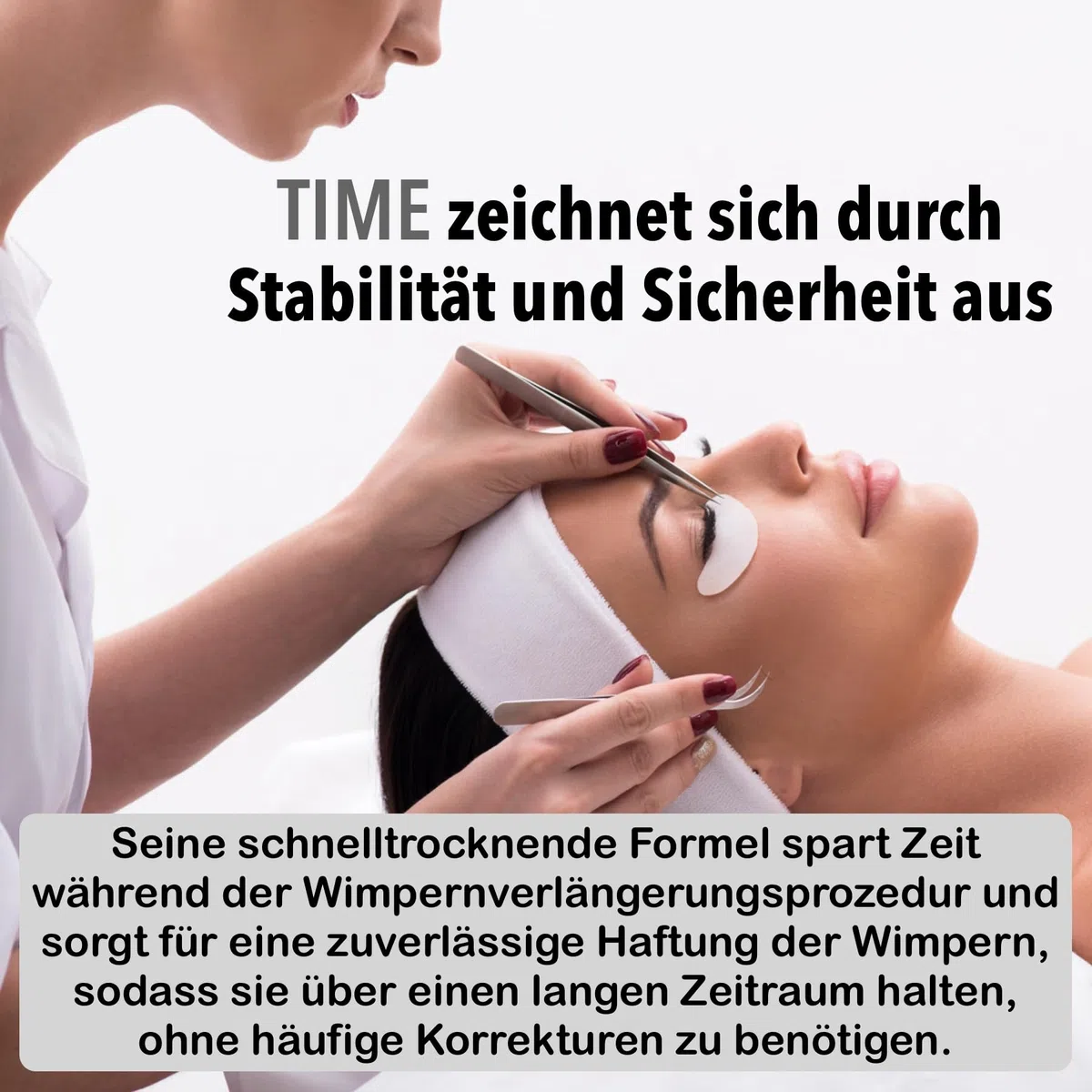 LOVELY Wimpernkleber TIME - schneller Kleber, Trocknungszeit 0,5 Sek. bis zu 8 Wochen Halt, Hypoallergen - Wimpernkleber für Wimpernverlängerung geeignet für Studios & Fremdanwendung - 5ml Schwarz