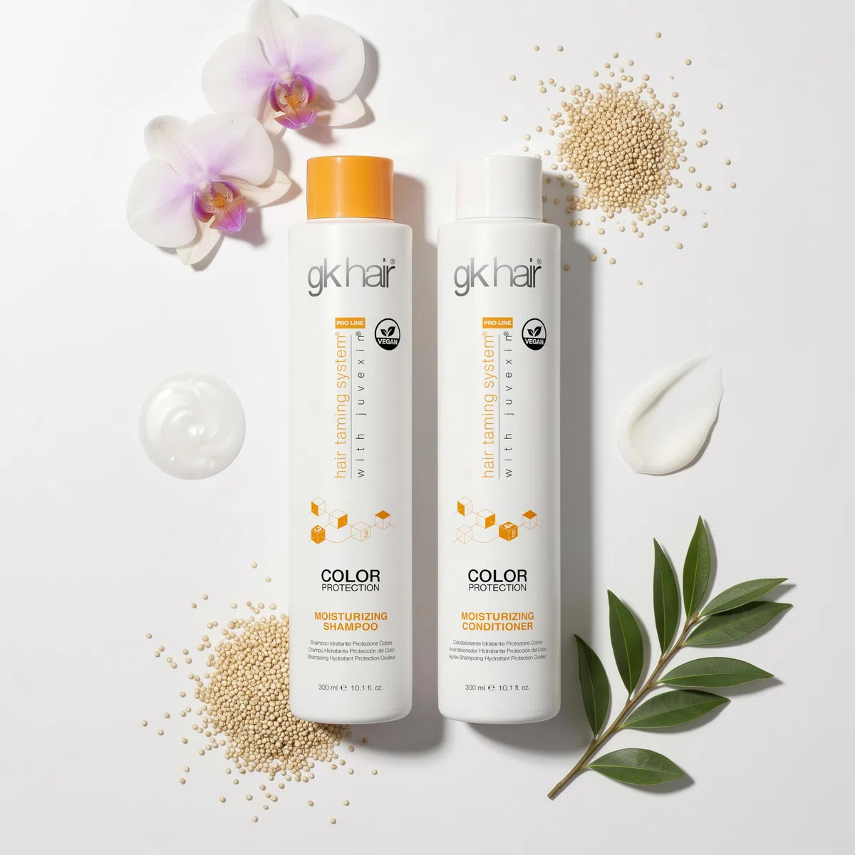 GK HAIR Farbschutz Feuchtigkeits-Shampoo und Spülung Set, Sulfat- und Parabenfrei, mit Arganöl, 300ml