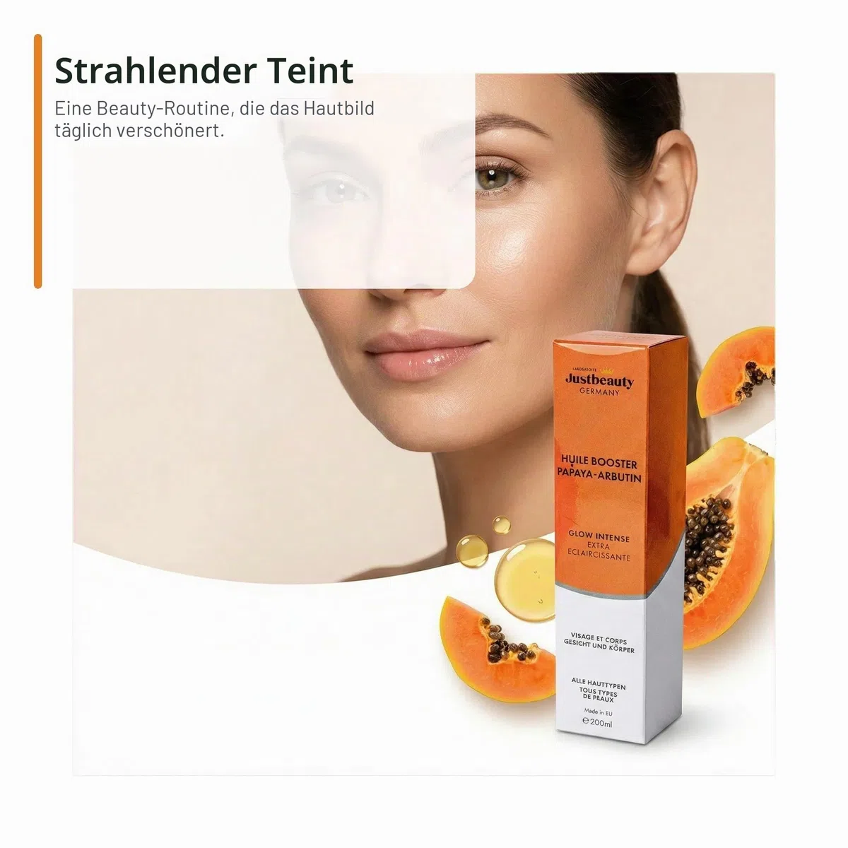 HUILE BOOSTER PERLE RARE PAPAYA – ARBUTIN Luxuriöses Gesichts- & Körperöl – Strahlender Teint, intensive Feuchtigkeit, gegen Pigmentflecken | 200 ml