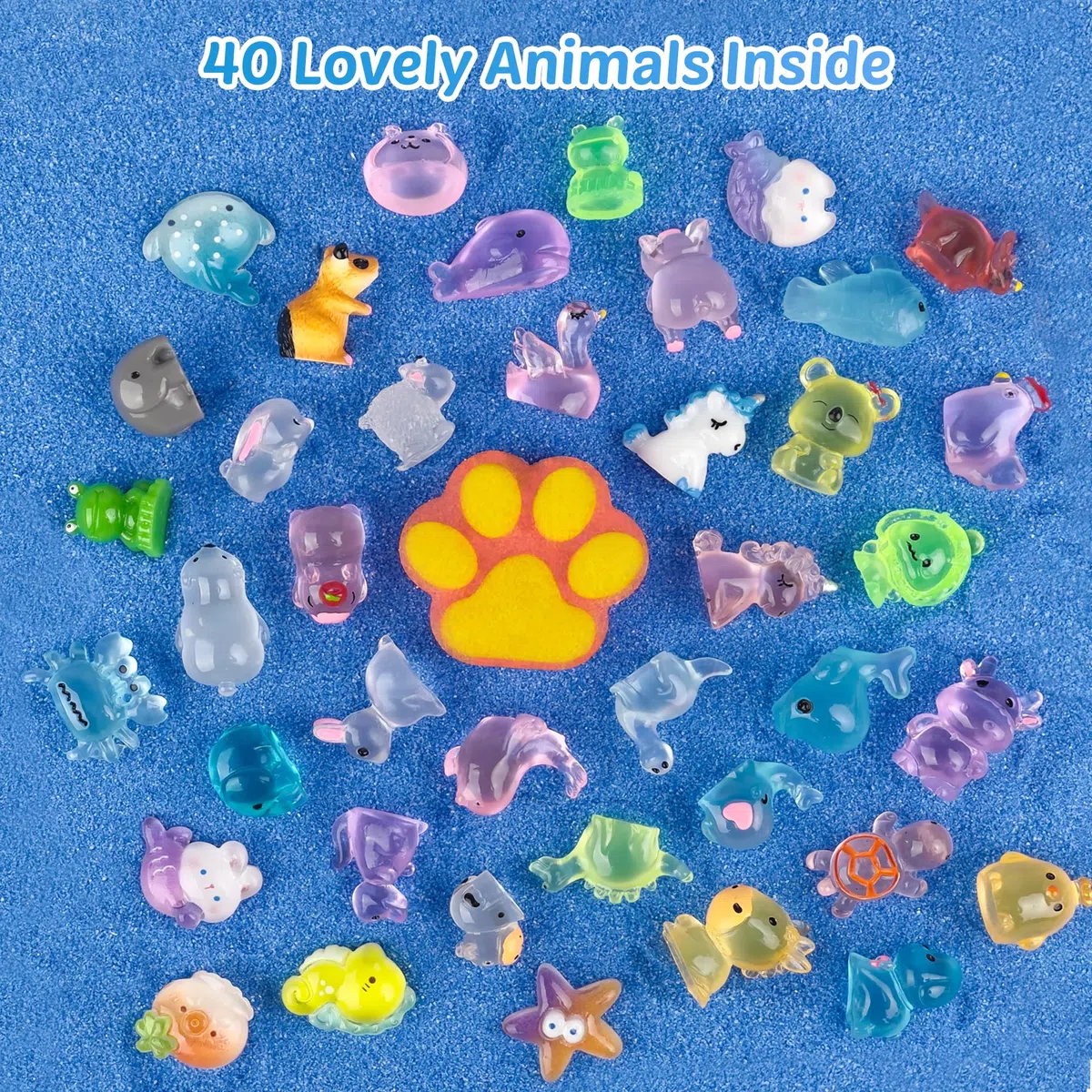40 Stück Badebomben für Kinder mit Überraschung im Inneren, Large Number Kids Paw Shape Bath Bombs Gift Set, Natural Organic Kids Bubble Bath Fizzy for Girls Boys with Bath Toys Inside