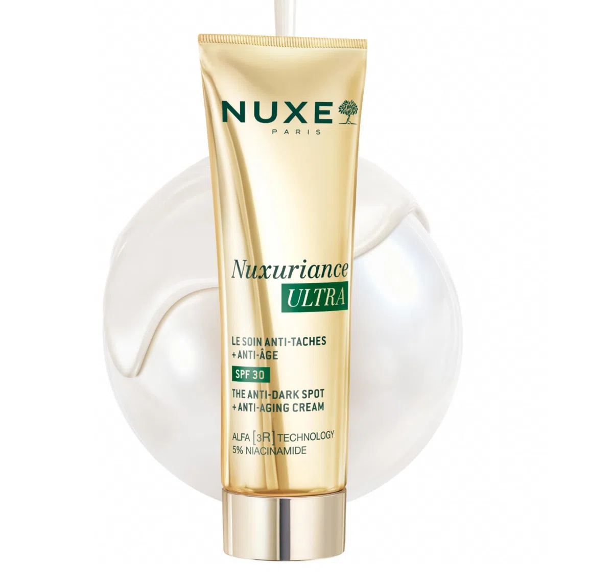 Nuxe Nuxuriance Ultra Creme gegen dunkle Flecken und Anti-Aging, LSF 30, 50 ml, Feuchtigkeitscreme mit dreifacher Wirkung für reife Haut, zielt auf dunkle Flecken, Falten und Verlust der Festigkeit