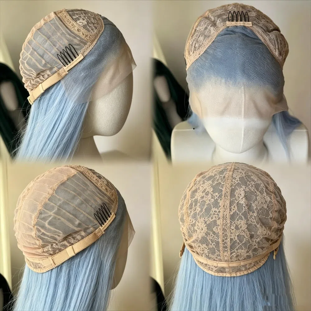 Haarpflege Frauen Gerade Natürliche Silber Lila Perücke 13 * 4 Spitze Vorne Für Cosplay