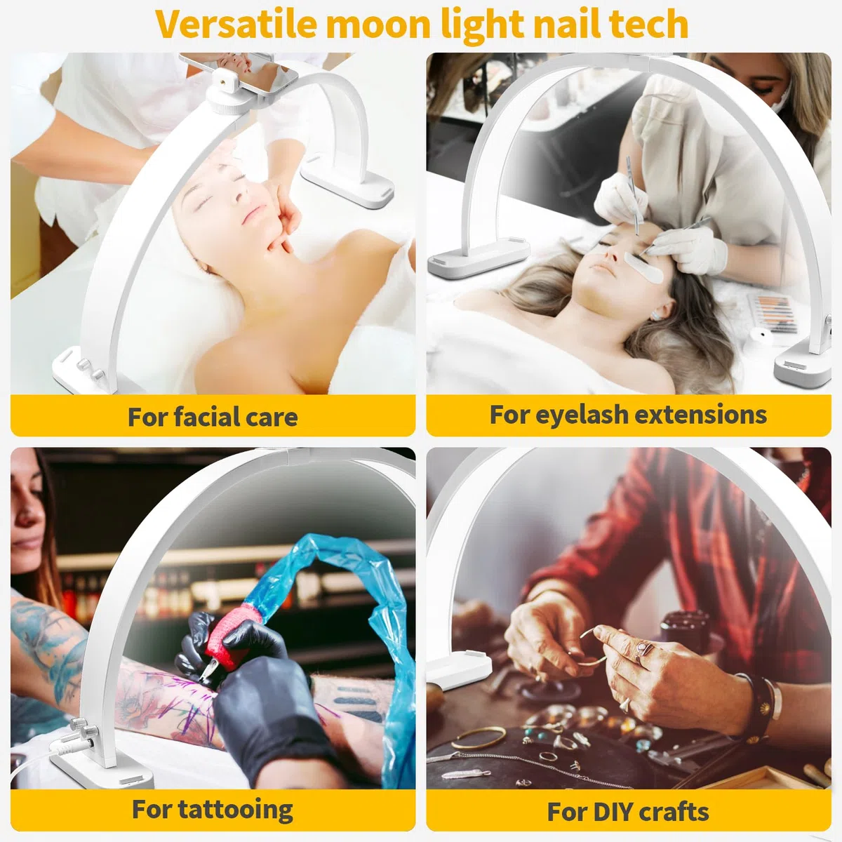 CGBE Desktop Halbmondlampe für Nägel mit Handyhalter für Nageltechniker | 30 Zoll - 45 W - 3000-6500K Dimmbar Mit 3 Farbmodi - Faltbare Tischlampe für Kosmetiker Maniküre Tattoo - Weiß