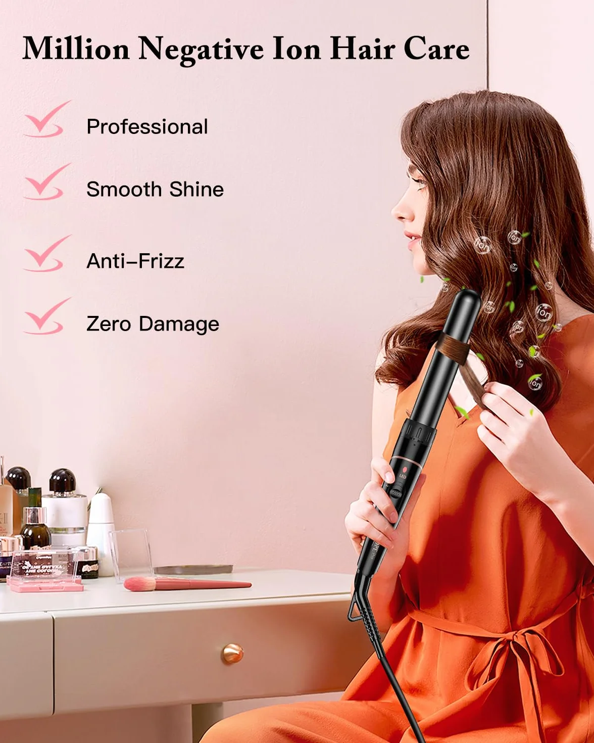BESTOPE PRO 6-in-1 Lockenstab Große Locken und Kleine, Lockenstäbe, Lockenstab Mit Verschiedenen Aufsätzen, Handschuhen Temperatur Einstellbar, Schwarz