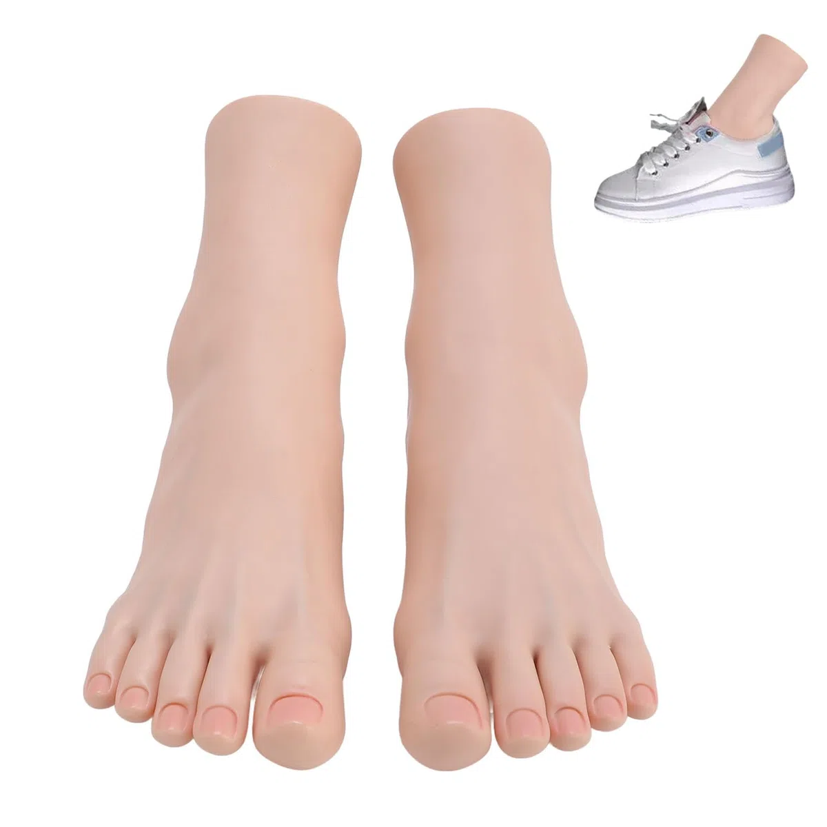 1 Paar Üben Sie ein falsches Fußmodell, flexible weiche Silikon menschliche Fußfußfußwerkzeug für Zehennageltraining Schmuck Display Fotografie Maniküre
