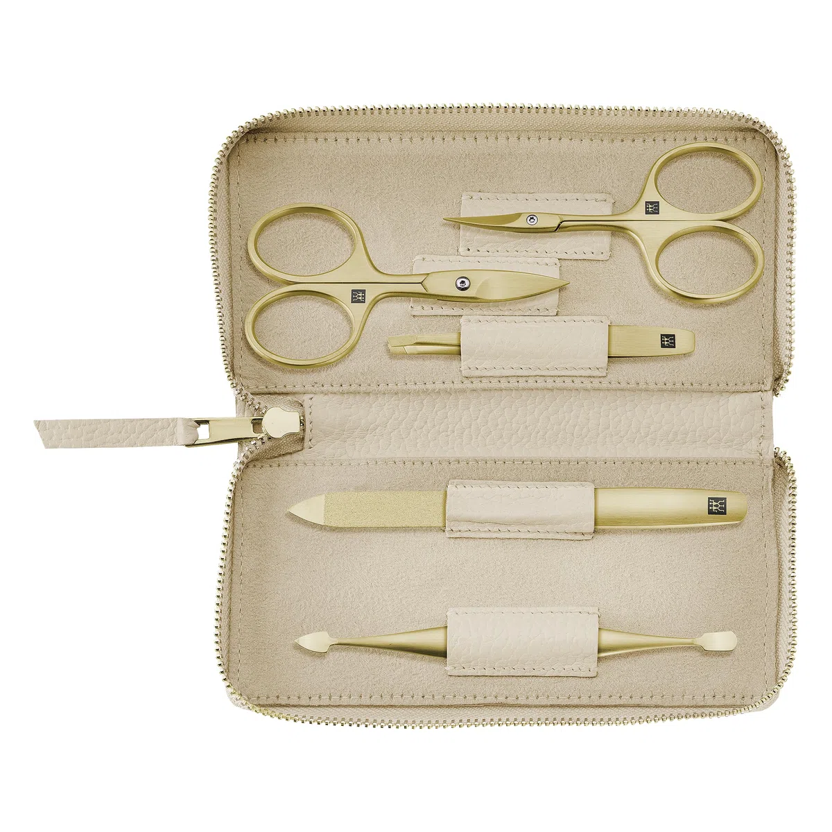 ZWILLING Maniküre-Set (3- oder 5-teilig, Echtleder-Etui, Reiseset mit Nagelschere, Kombischere und Pflegezubehör), Premium, Gold Edition