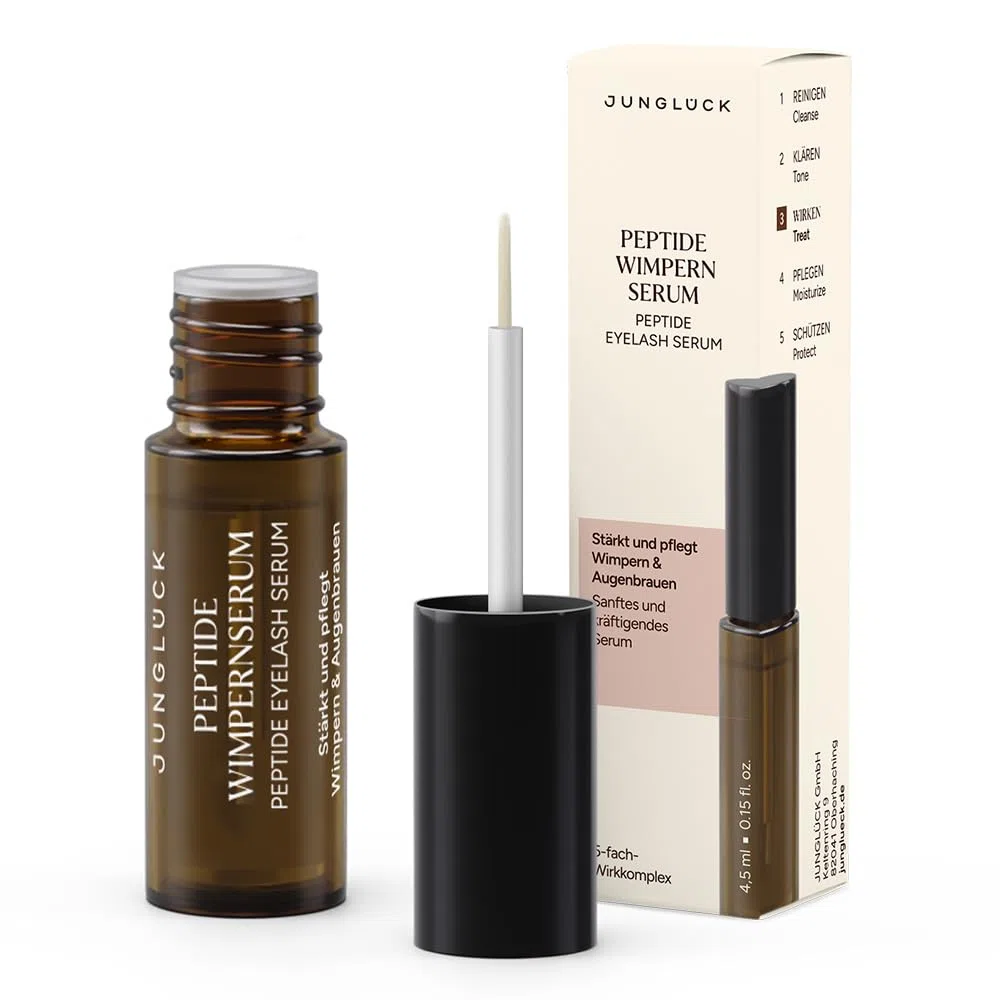 JUNGLÜCK Peptide Wimpernserum Ohne Hormone - Vegan | Für lange und dichte Wimpern und schöne Augenbrauen | Wachstum Lash Serum und Augenbrauenserum mit 5-fach Wirkkomplex aus Peptiden
