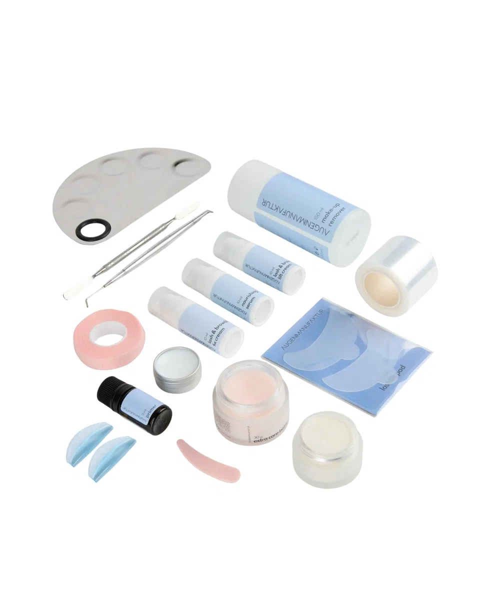 Augenmanufaktur Korean Lash Lifting Set – Wimpernlifting Profi Kit für lange, voluminöse, natürliche Wimpern – Lashlift mit Lotionen, Primer, Double Filler, Fix Balm & Powder
