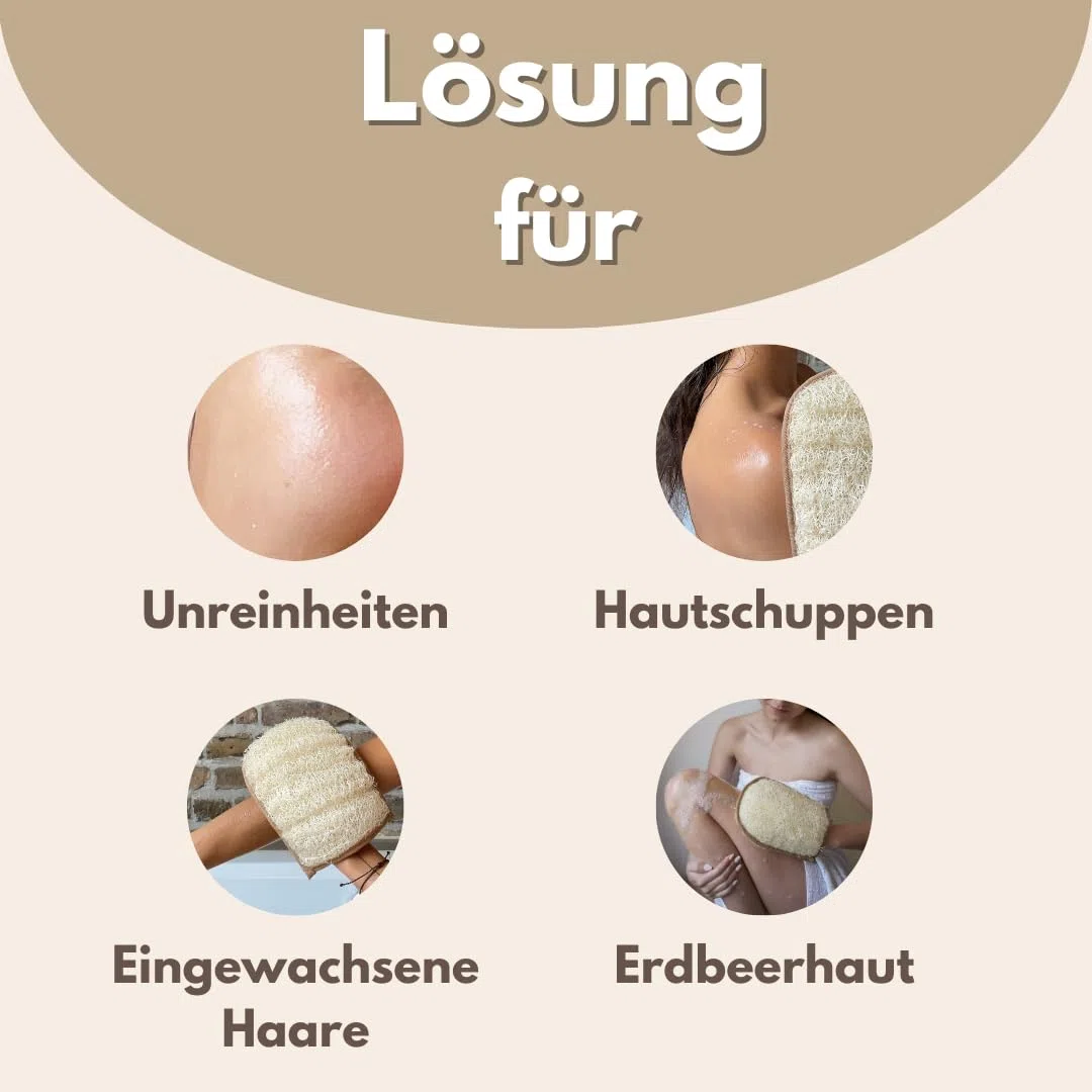 Loofahcrafts Peelinghandschuh natürlicher ägyptischer Luffa-Schwamm Luffa Waschhandschuh Badeschwamm Peelingschwamm Luffah exfoliating gloves Body Scrubber Dusch Fluff Duschschwamm Körper