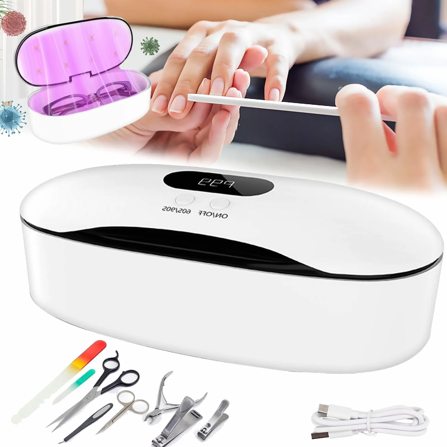 Professionelle Nail Art Sterilisator Box, LED Hochtemperatur Nail Art Sterilisator Werkzeug UV Ozon Desinfektionsschrank UV Desinfektionsschrank Maniküre Tool Desinfektionsmaschine