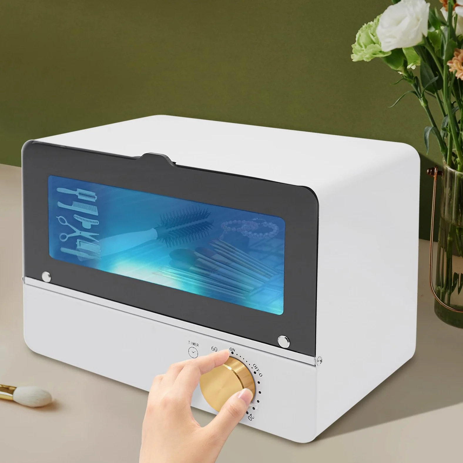 MINRS UV-Sterilisator mit Timer-Einstellung 6L großer Sterilisator für Nagelwerkzeuge multifunktionale Nagelreiniger Sterilisator 6W für Kosmetik, Tattoo, Pediküre-Studio, Friseursalon, Nagelstudio