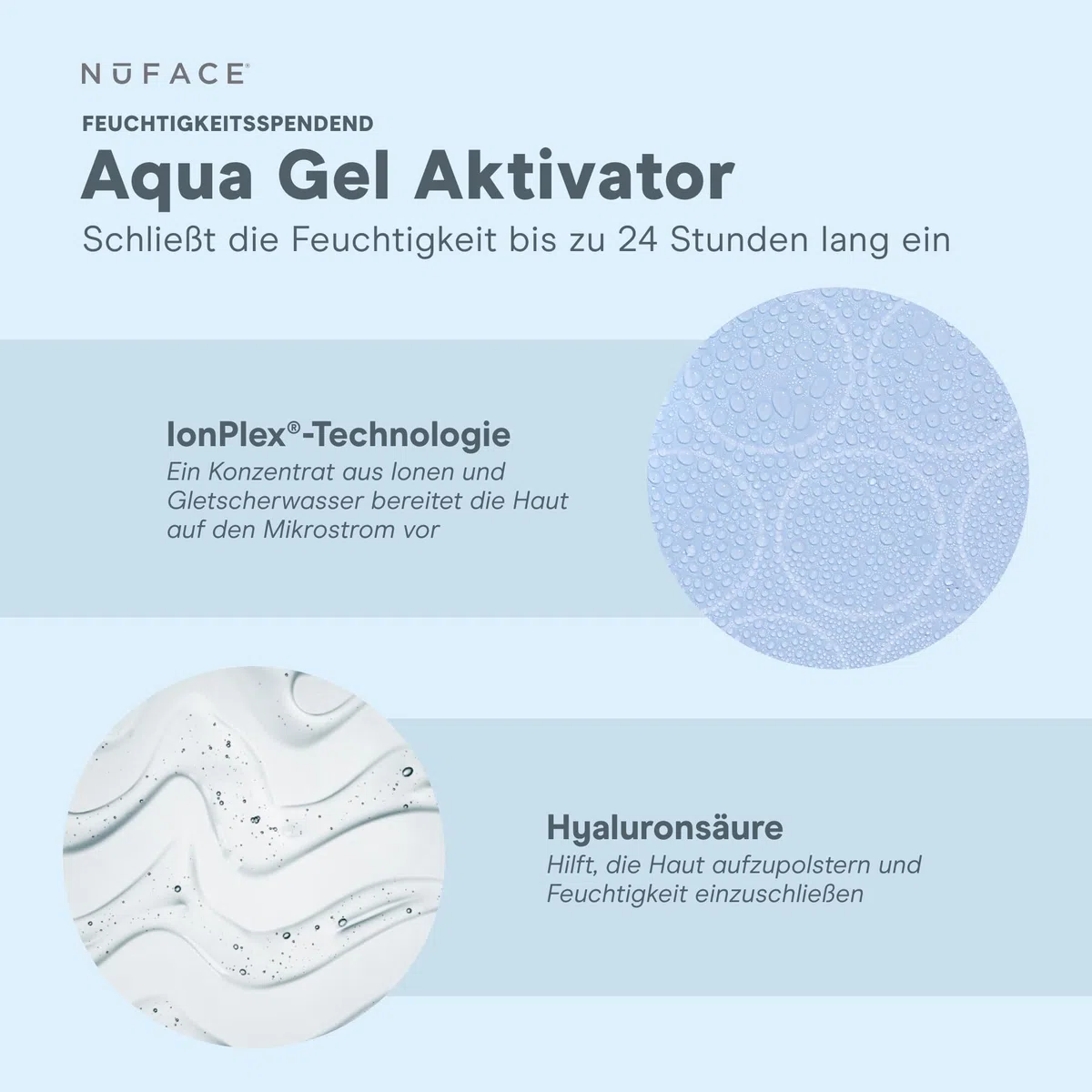 NuFACE Aqua Gel Activator - leitfähiges Gel & Aktivator - mit IonPlex & Hyaluronsäure - optimiert Mikrostrom-Behandlungen mit dem NuFACE Microcurrent Device (295 ml)