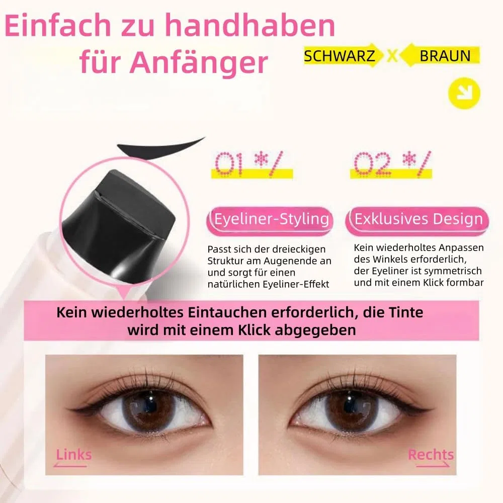 Aluvéa Eyeliner-Stift Wasserfest & Schweißfest, Schnell Trocknend Eyeliner Stempel Set - Natürlich, Lang Anhaltend, One - Touch - Formung - Augen Make - Up Tool für Party & Unterwegs