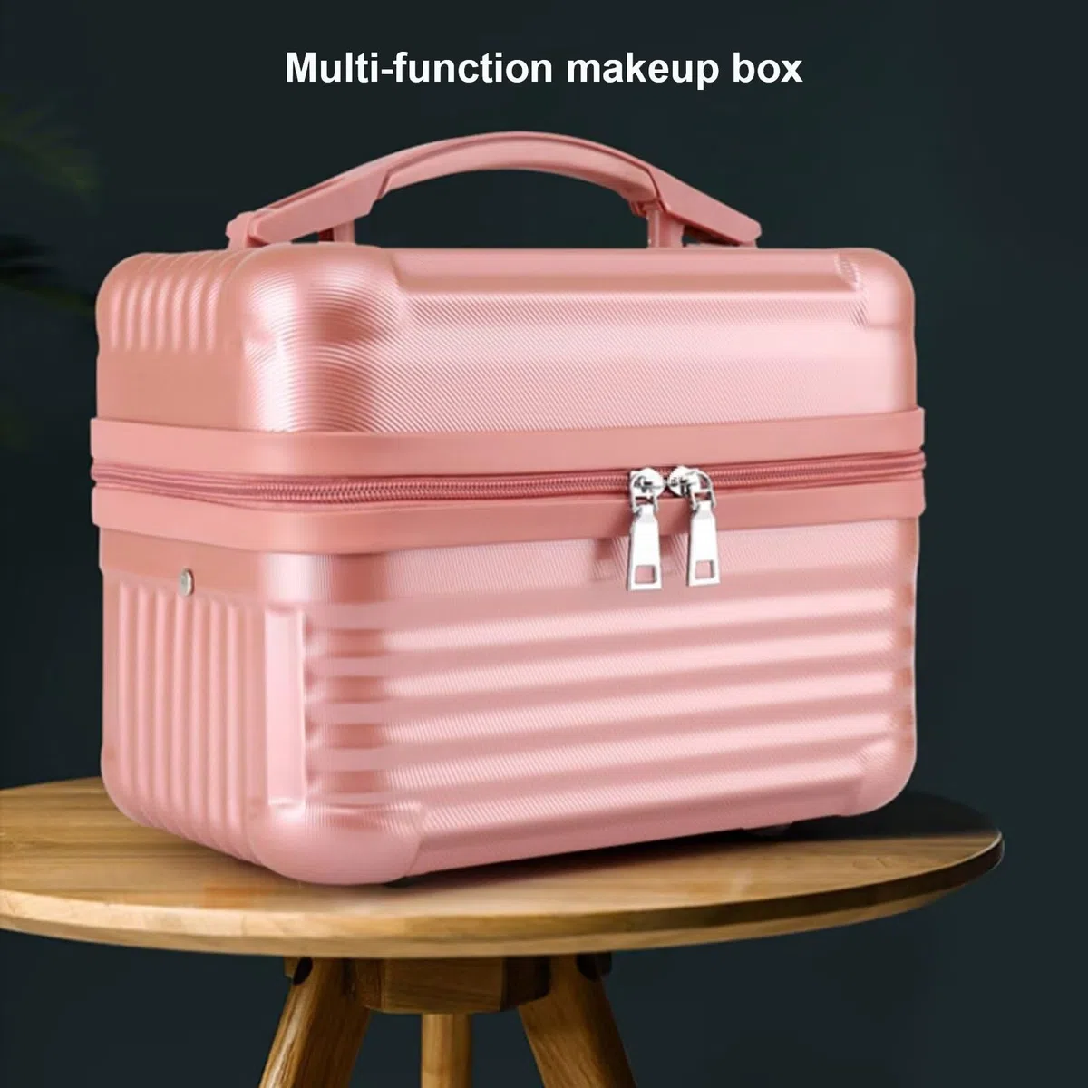 Make-up-Tasche, tragbare Kosmetiktasche mit großem Fassungsvermögen, Kosmetik-Aufbewahrungstasche im Eisenbahn-Design, Make-up-Tasche mit Pinsel-Organizer, Reisetasche, Geschenk für Frauen (Schwarz)