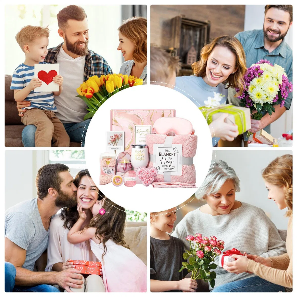 Damen-Set | Spa & Körperpflege Set | Luxuriöses Wellness | Set mit Flanelldecke für Muttertag, Postnatal, Studenten und Brautgeschenk