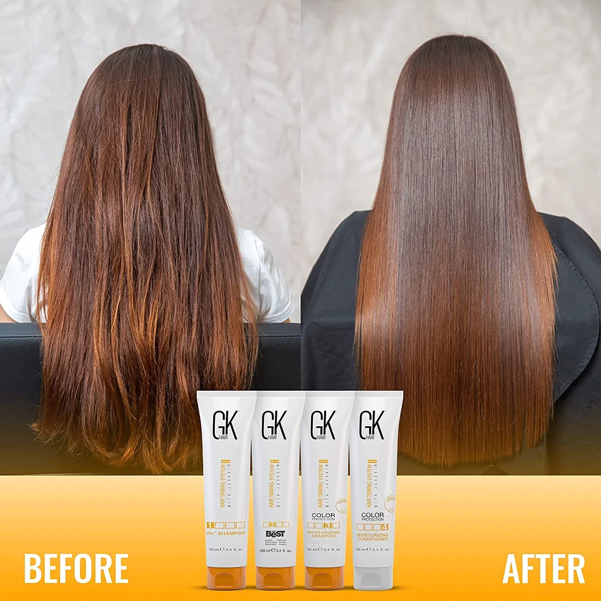 GK HAIR Global Keratin The Best Consumer Box Kit (100ml/3.4 Fl Oz) Keratin-Haarglättungsbehandlung - Professionelle komplexe brasilianische Glättung für glattes, kräuselfreies Haar