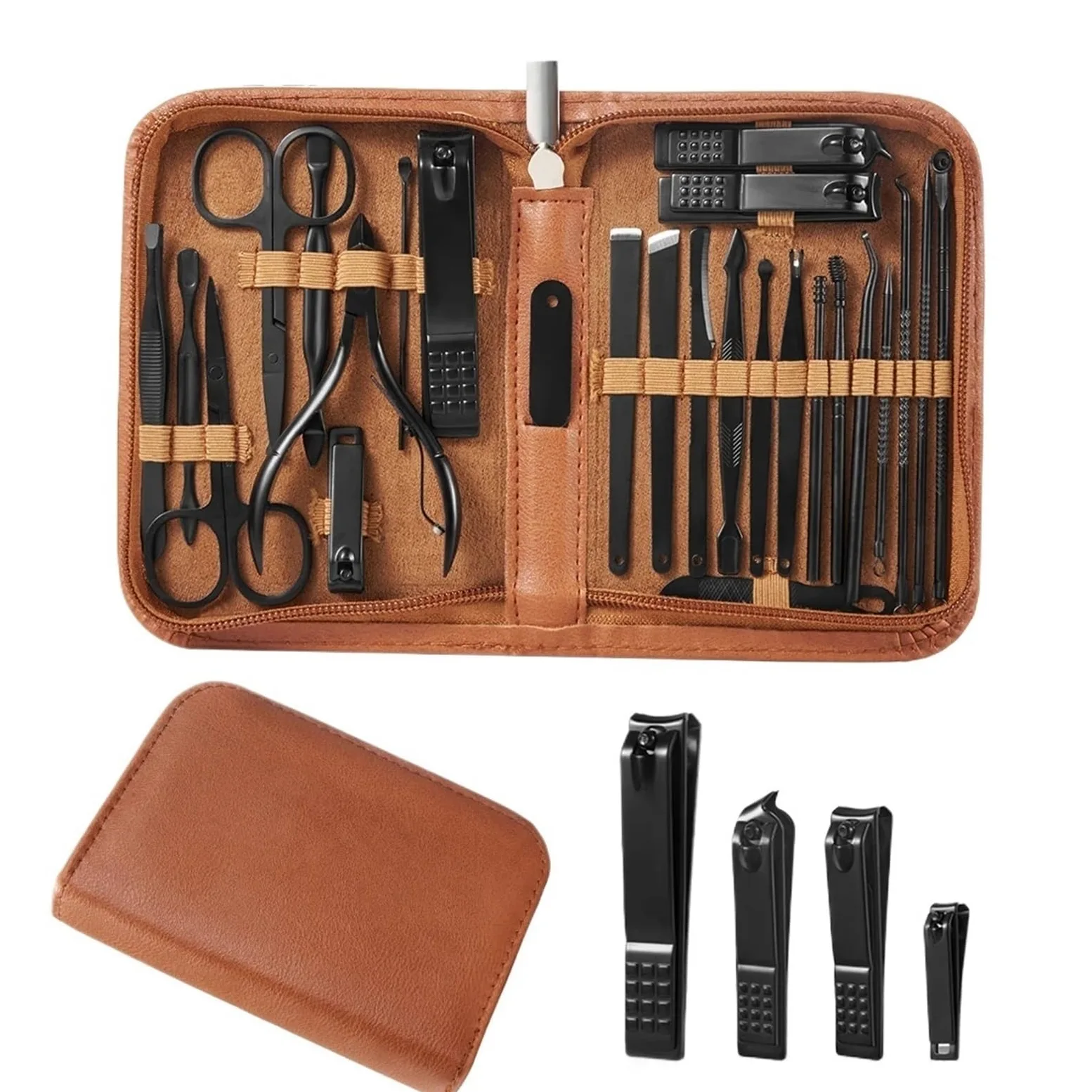 Maniküre Set Nailart-Set, professionelles Nagelknipser-Set – 26-teiliges Maniküre-Set aus Edelstahl, Nagelpflege-Tools mit luxuriöser Reisetasche Nagelknipser(Blue)