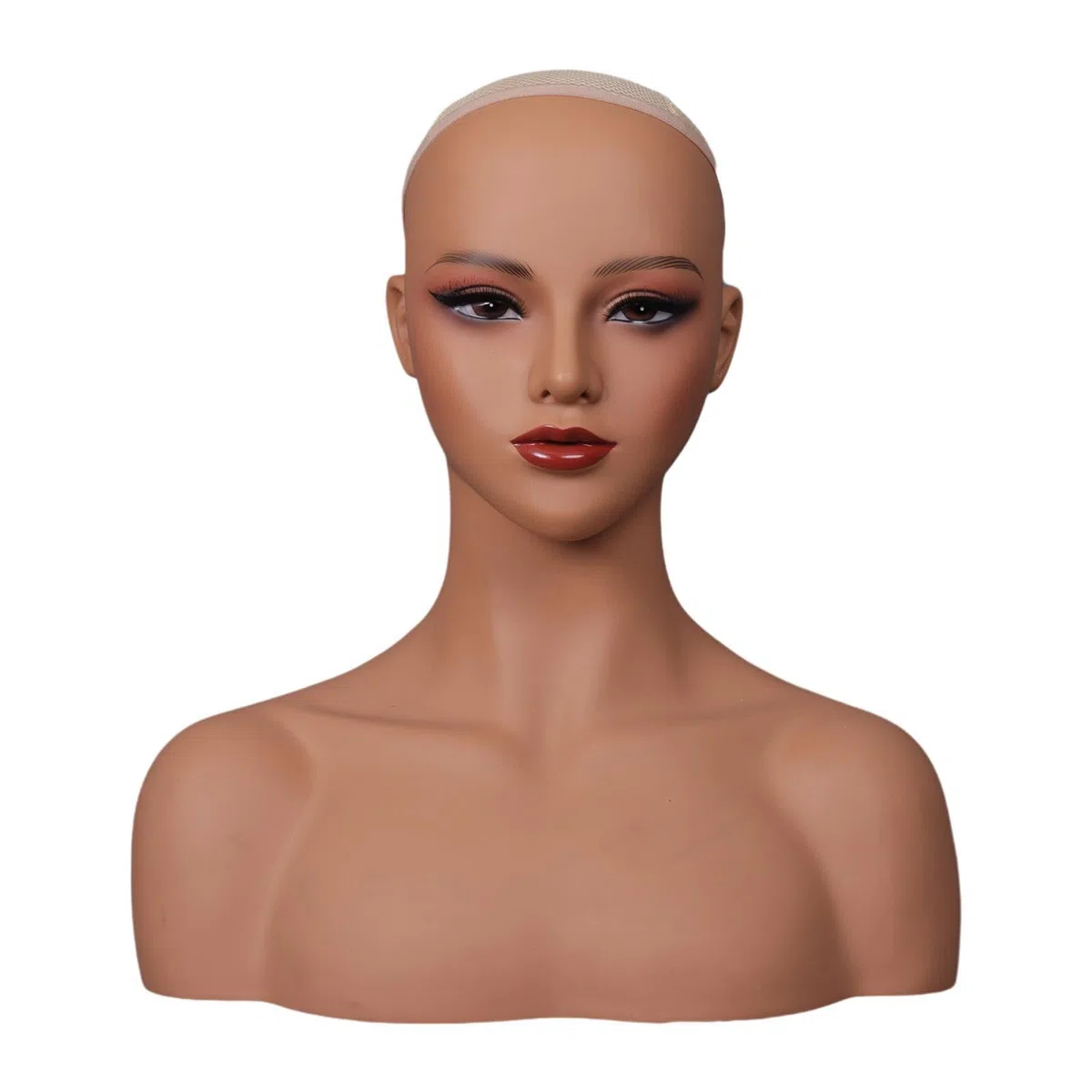 Weiblicher Mannequin Kopf mit Detailreichem Gesichtsausdruck Bust Präsentationsständer Make Up Und Hals für Schmuck Perücken Einzelhandel Kosmetik, Style B
