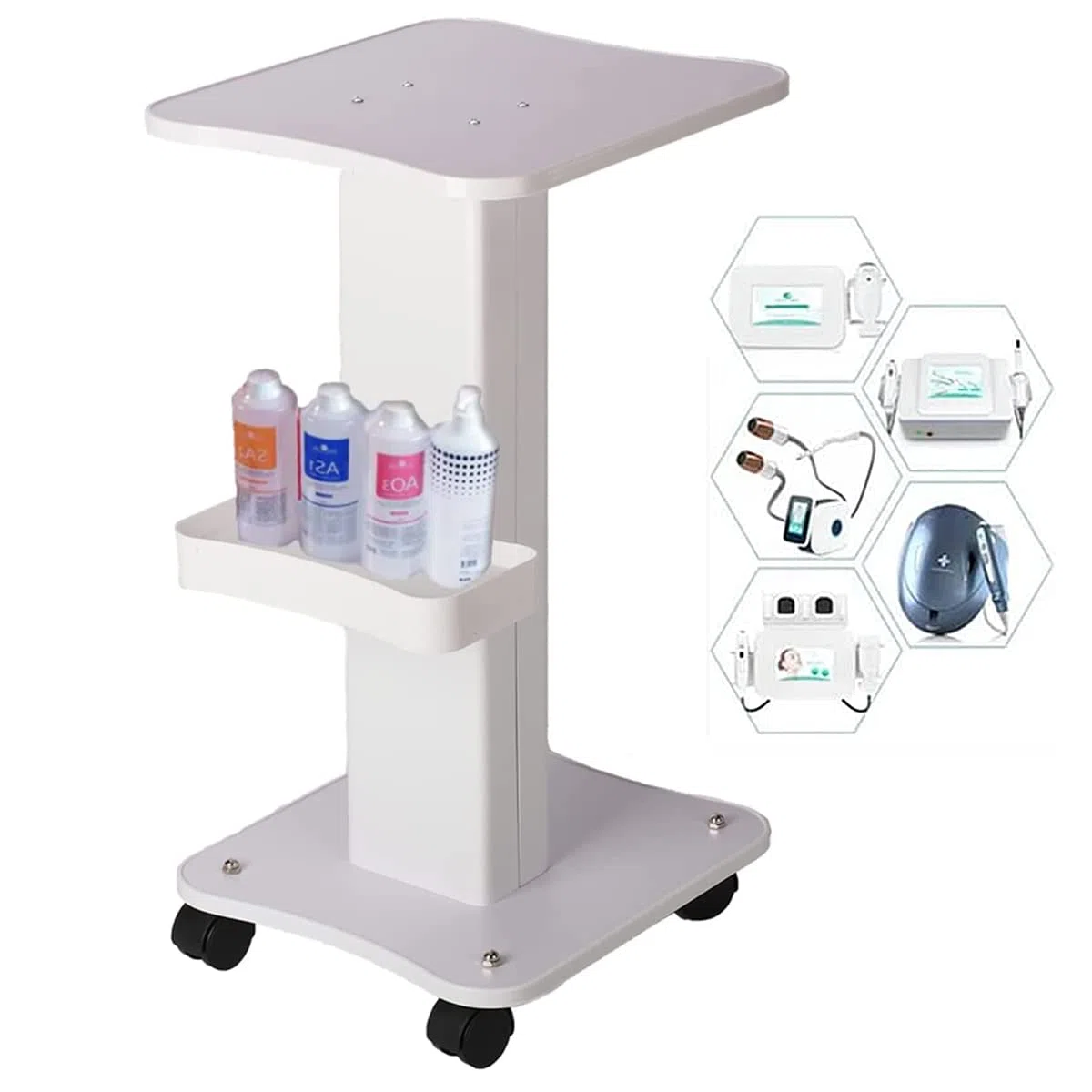 Salonwagen Kosmetikwagen Tragbarer Beauty Salon Trolley ABS Ablagefach Bremsrad Friseur Rolling Wagen