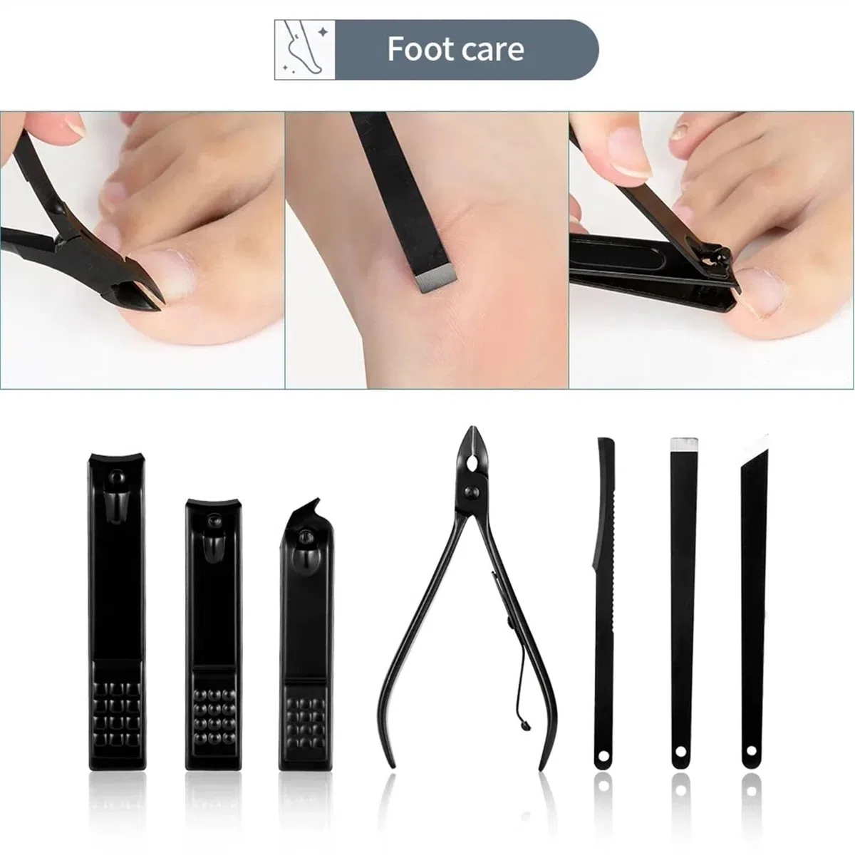 Nagelknipser, Trimmer Earpick Grooming Kit Maniküre Pediküre Schere Pinzette Nagelwerkzeuge Set mit schwarzem Tra, Körperpflege