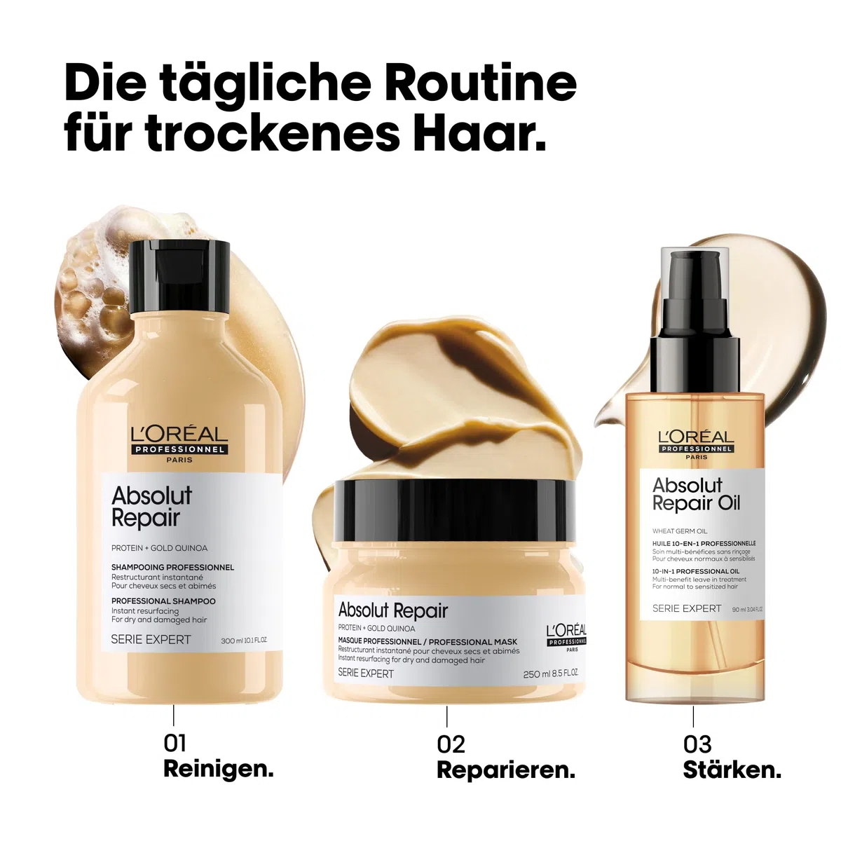 L'Oréal Professionnel Reparierende Haarmaske für strapaziertes und trockenes Haar, Mit Quinoa, Serie Expert, Absolut Repair Maske