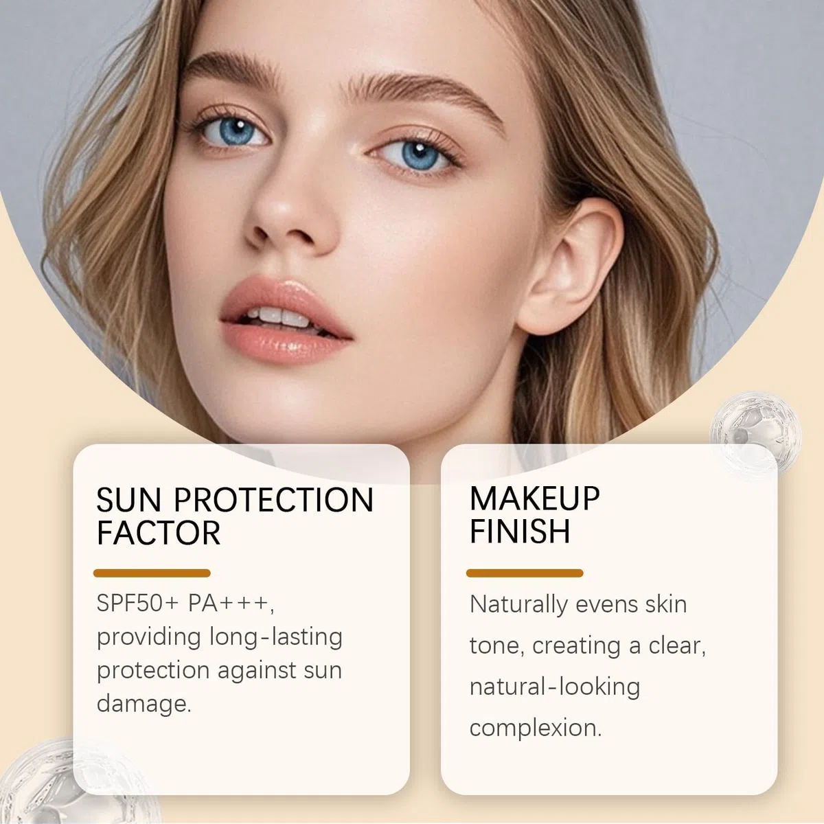 Getönte Sonnencreme fürs Gesicht, universelle getönte Feuchtigkeitscreme, feuchtigkeitsspendende, nicht fettende Sonnencreme mit Breitbandschutz, natürliches Finish (5pcs)