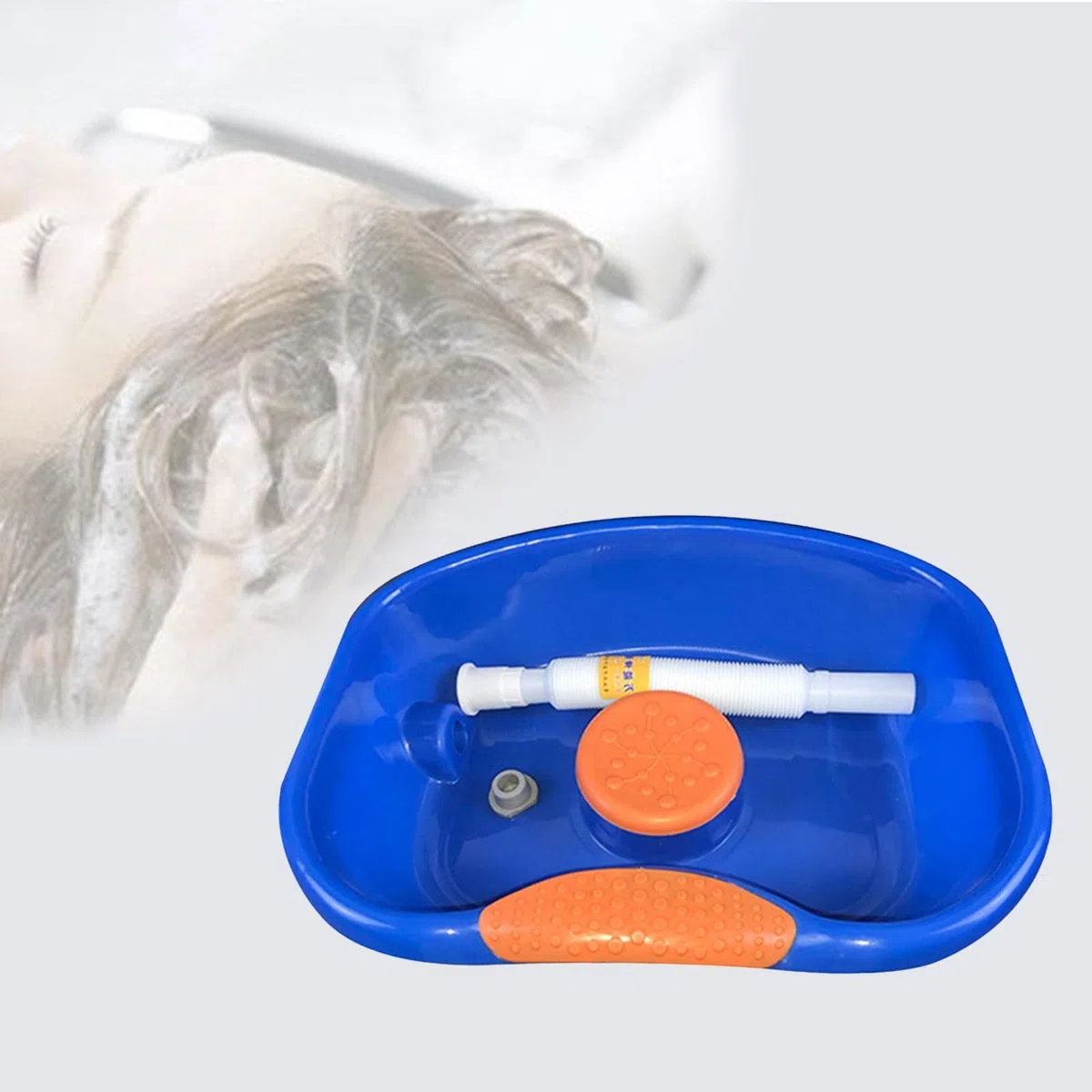 T TOOYFUL Plastik Bett Shampoo Waschbecken Haarwaschbecken Waschbad mit Schlauch, Runder Rand - Standard