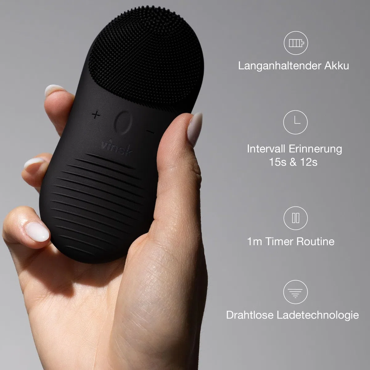 Silikon Gesichtsreinigungsbürste elektrisch mit Vibration | Unisex Gesichtsbürste mit 12 Stufen für porentiefe Reinigung | Wasserdichte Reinigungsbürste Gesicht I Gesichtsreinigungsgerät