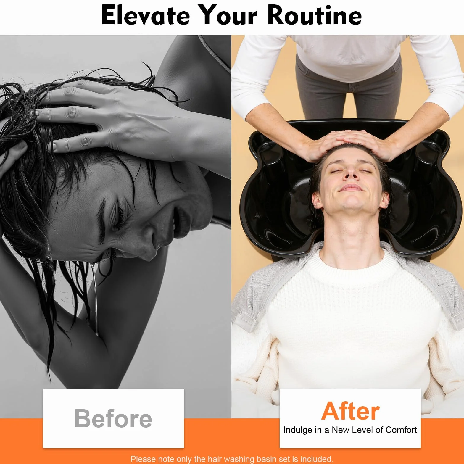 Mobiles Haarwaschbecken, Friseur Waschbecken Ergonomischen Design, Tragbarer Rückwärtswaschbecken Einstellbare Höhe, Praktisch, haarwaschbecken für Bettlägerige, Behinderte
