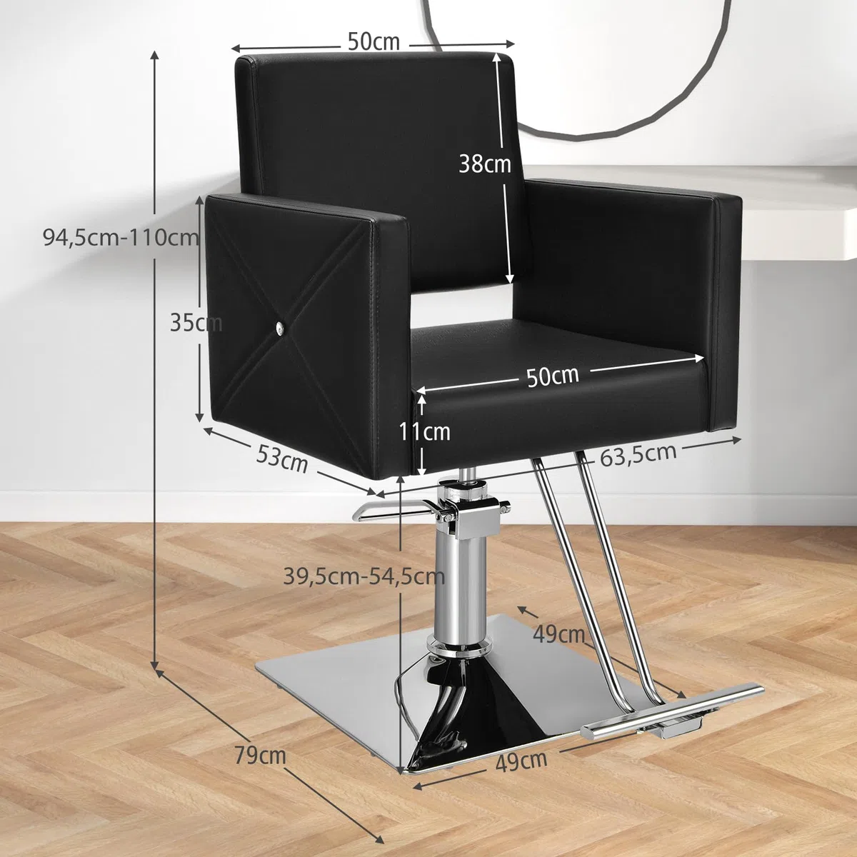 GOPLUS Friseurstuhl höhenverstellbar 360° Drehung 150kg Kapazität Barberstuhl mit Fußstütze