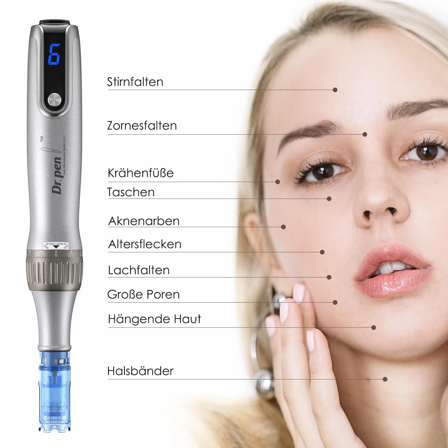 Dr. pen Ultima M8S Professionelle Microneedling Pen – Drahtlos, LED-Anzeige, 0-2,5 mm verstellbar, 7 sterile Ersatzpatronen