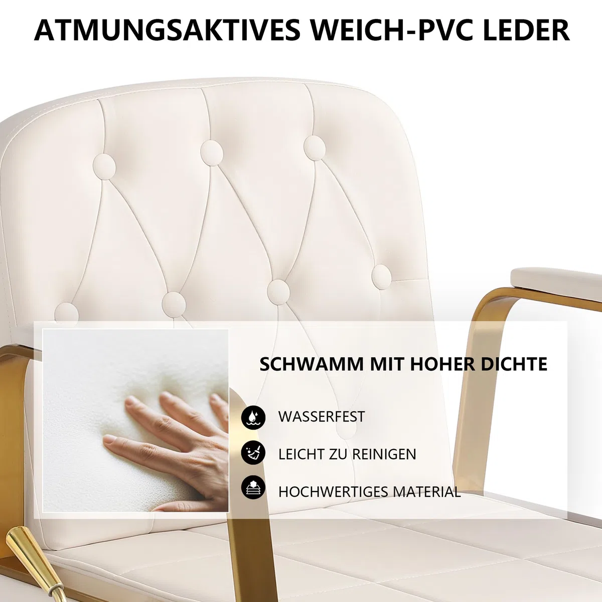 Friseurstuhl 360-Grad-Drehung Kippbarer Hydraulisch Friseurstuhl für Schönheitssalon (Weiß)