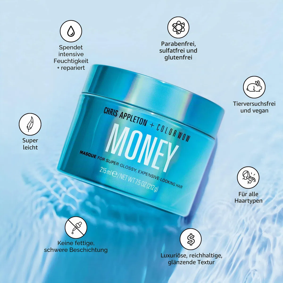 COLOR WOW Money Masque für superglänzendes, luxuriös aussehendes Haar, 215 ml