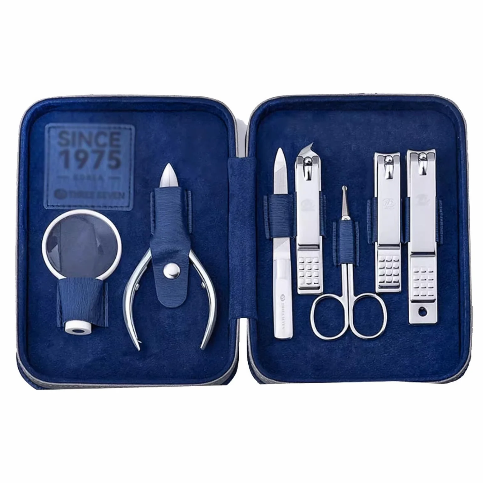 Nagelknipser Set Maniküre-Set, Nagelknipser-Set mit Lupe, 6-teiliges professionelles Nagelpflege-Werkzeug aus Edelstahl, tragbares Nagelset mit PU-Lederetui Maniküre Pediküre Set