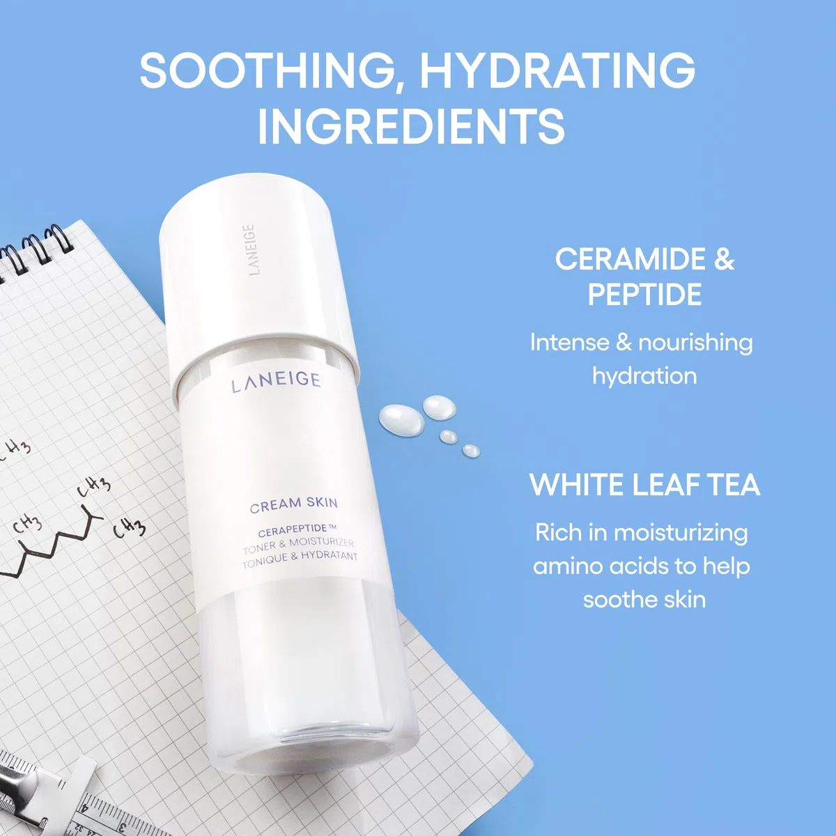 LANEIGE Cream Skin Toner & Moisturizer: 2-in-1 Amino Acid Rich Liquid, Soothe, Hydrate, and Strengthen Skin's Moisture Barrier