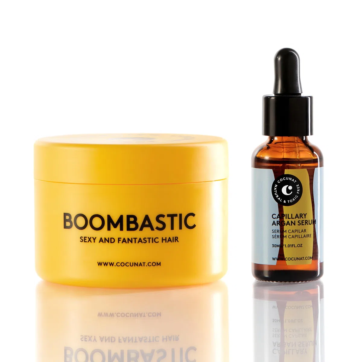 COCUNAT - Boombastic + Hair Serum - Pflegende Maske - Argan Serum - Für Trockenes, Strapaziertes Oder Geschädigtes Haar - Anti-Frizz - Silikonfrei - Lockenmethode - 200ml + 30ml | Ultra-pflegende Maske mit Laurico- und Linolsäure + Argan-Serum ohne Ausspü