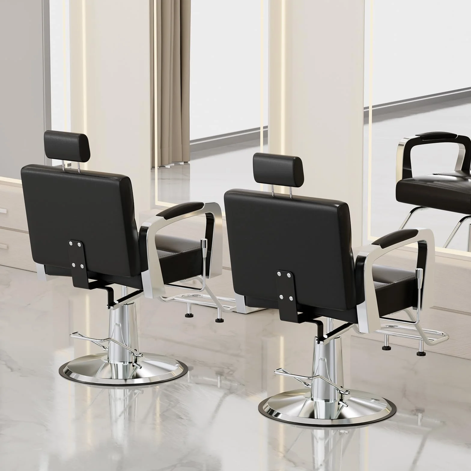 Friseurstuhl Hydraulisch Verstellbar Höhenverstellbar 360° Drehbar 61 x 52 x 100-113 cm Schwarz