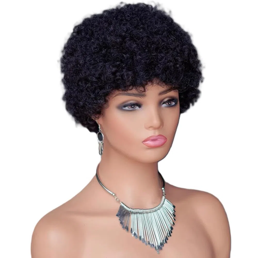 Haarpflege Lockige BOB Perücke Aus Echthaar In Natürlicher Farbe Gebrauchsfertig 250% Dichte Für Frauen(6 inches) | 15,2 cm