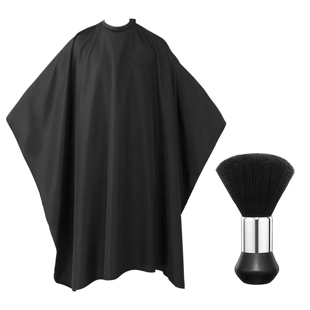 Friseursalon Haarschneideumhang Schwarz Salon Barber Cape mit Nacken Bürste Friseur Schönheit Schal