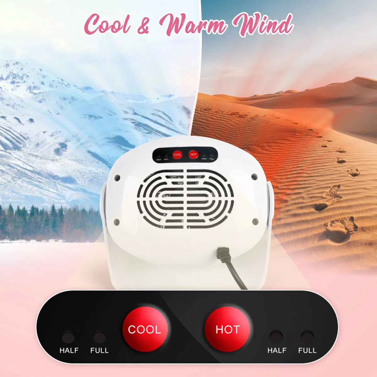 Roadtime Air Nail Dryer,600W Tragbarer Nageltrockner,Drehbar Nagellack Trocknergerät für beide Hände und Füße,Vier Ebenen warmer und kühler Windgebläse-Trockner für Zuhause und Salon